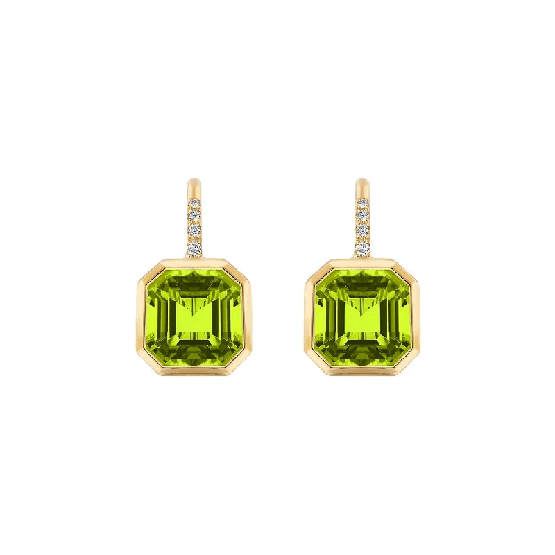 Peridot Earrings with Diamonds