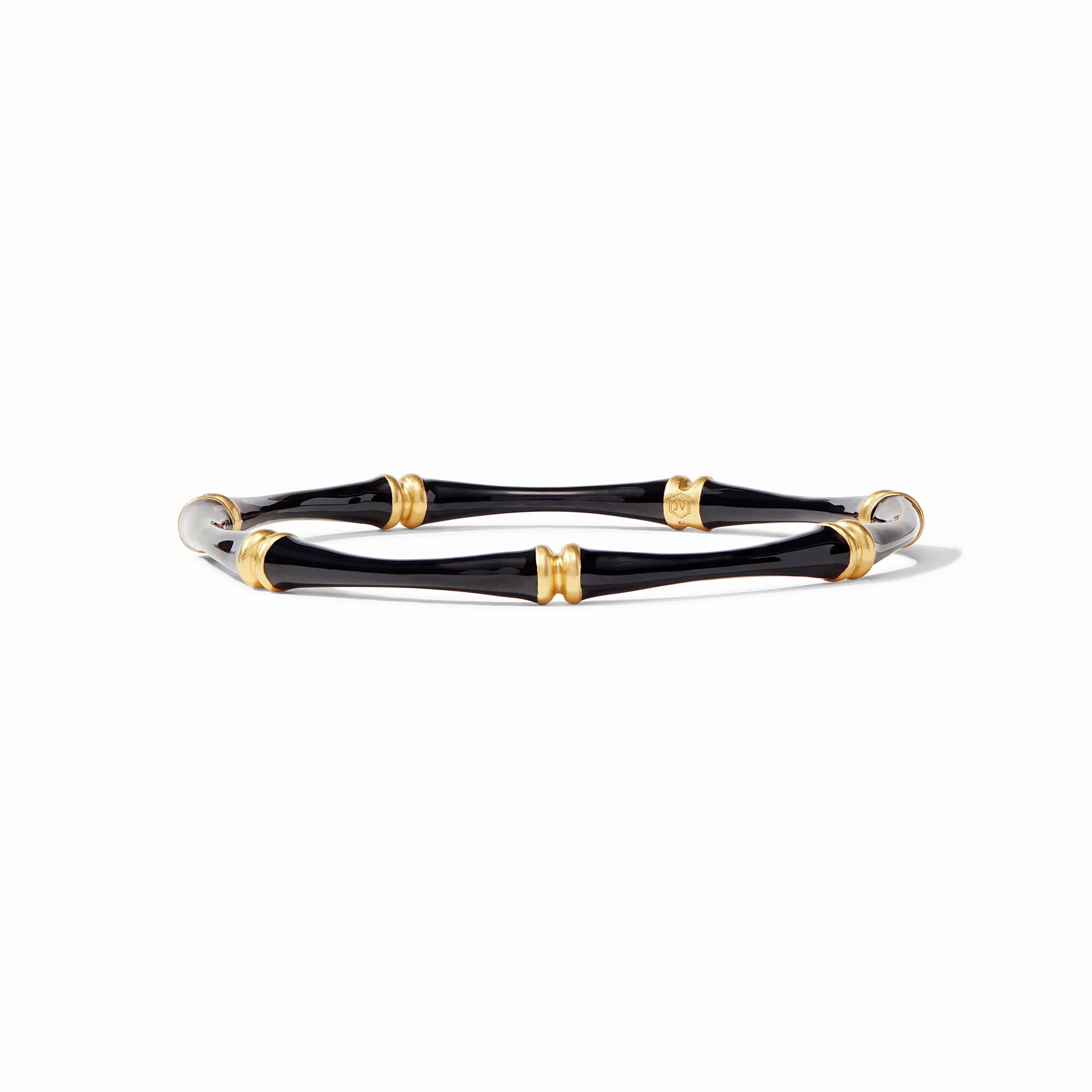 Julie Vos Bamboo Bangle Bracelet in Obsidian Black Enamel- Medium