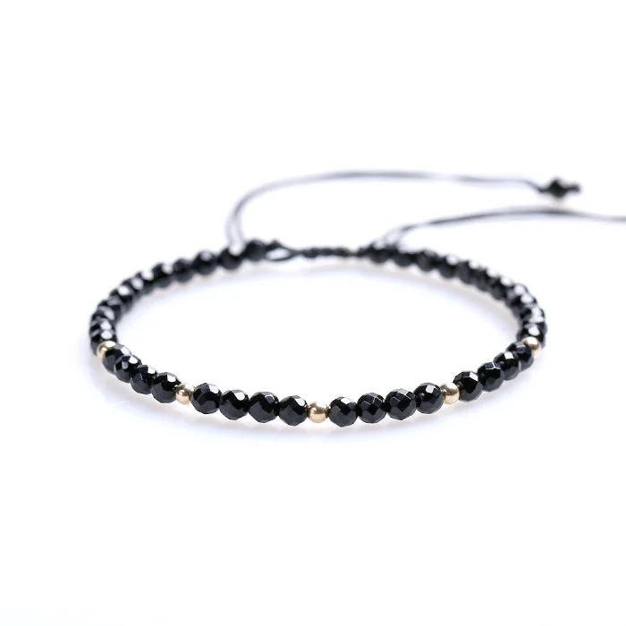 Feceted Black Onyx Beaded Bracelets Handmade Couples Lovers Jewelry Accessories for Women Men