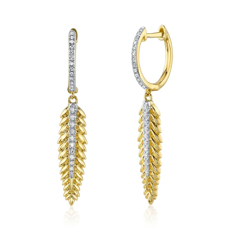 Diamond Feather Earrings