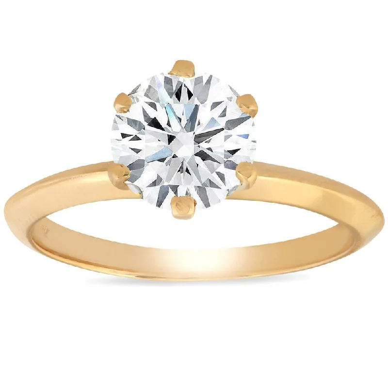 Pompeii3 14k Yellow Gold 1 1/4 ct TDW Solitaire Diamond Engagement Ring Clarity Enhanced