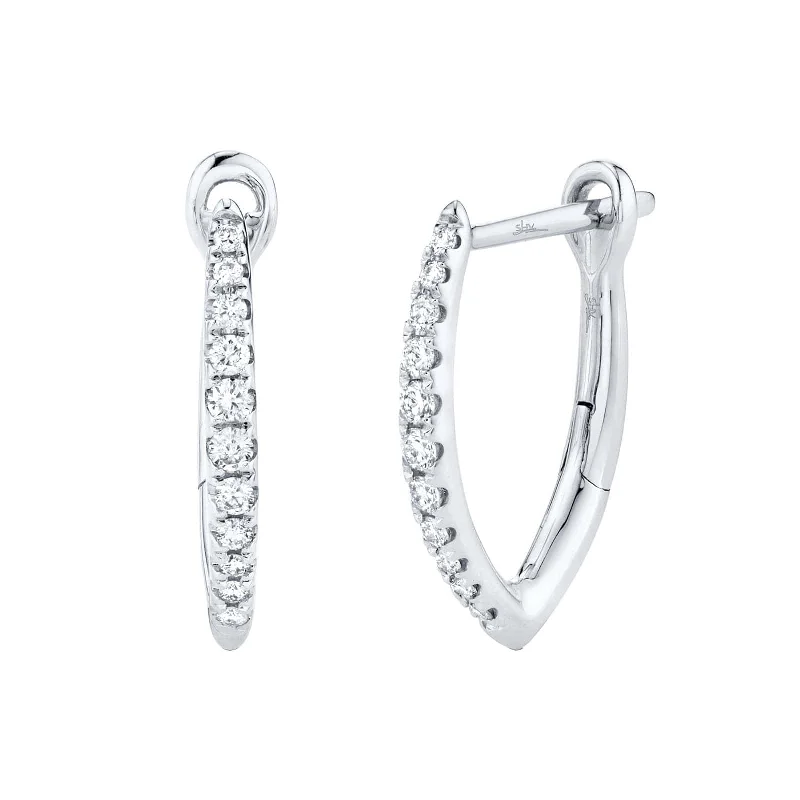 Marquise Huggie Hoop Earrings with Diamonds