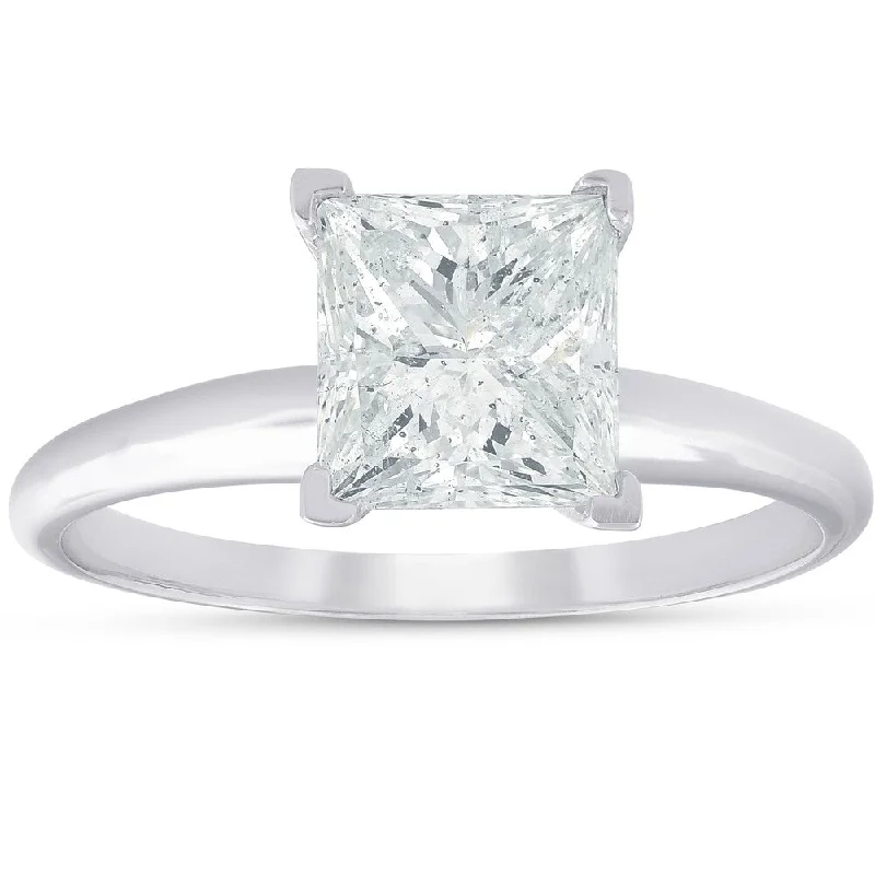 Pompeii3 14k White Gold 2.03ct Princess Square Cut Diamond Solitaire Engagement Ring Clarity Enhanced