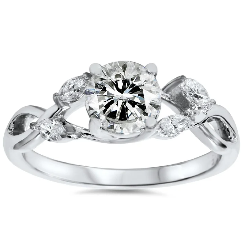 Eco-friendly 14k White Gold 1.32 ct TDW Lab-grown Diamond Vintage Engagement Ring