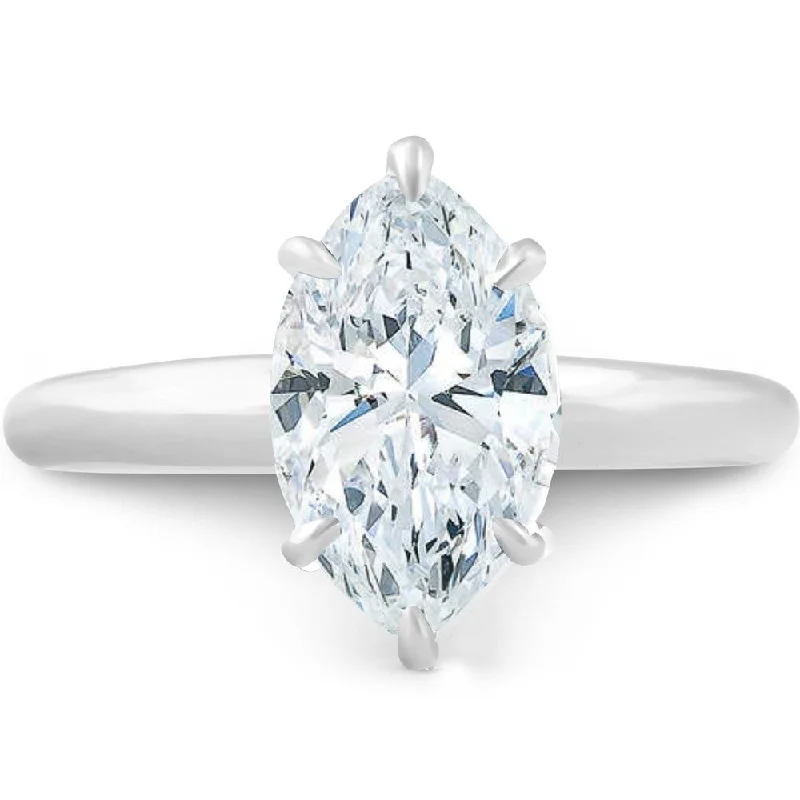 Pompeii3 14k White Gold 2.01ct Marquise Solitaire Diamond Engagement Ring Clarity Enhanced