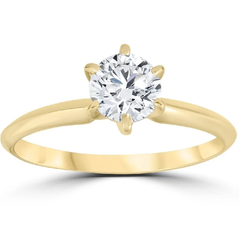 Pompeii3 14k Yellow Gold 1 Ct TDW Solitaire Diamond Engagement Ring Clarity Enhanced