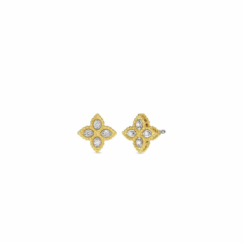 Diamond Small Princess Flower Earrings