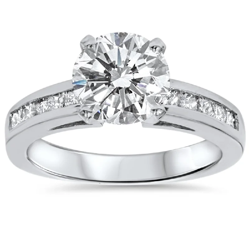 14k White Gold 2 1/2ct TDW Clarity Enhanced Diamond Engagement Ring - Silver/White