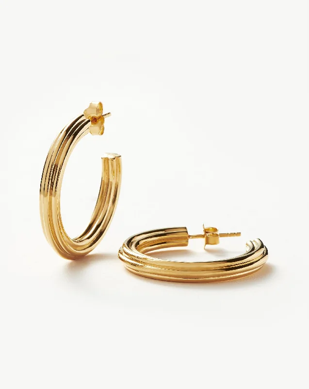 Ridge Medium Hoop Earrings | 18ct Gold Plated