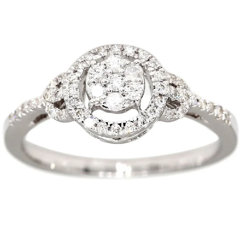 Pompeii3 10k White Gold 1/4 Ct TDW Diamond Halo Engagement Ring