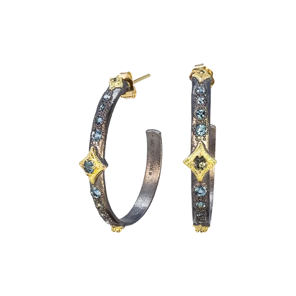 Blue Topaz Hoop Crivelli Earrings