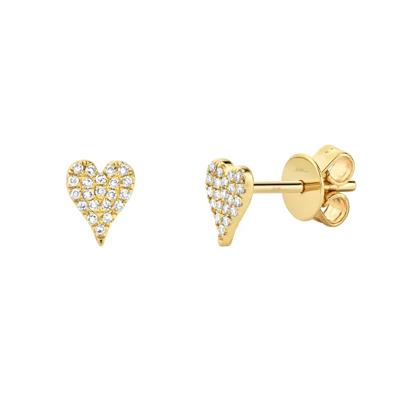 Diamond Pavé Heart Stud Earrings