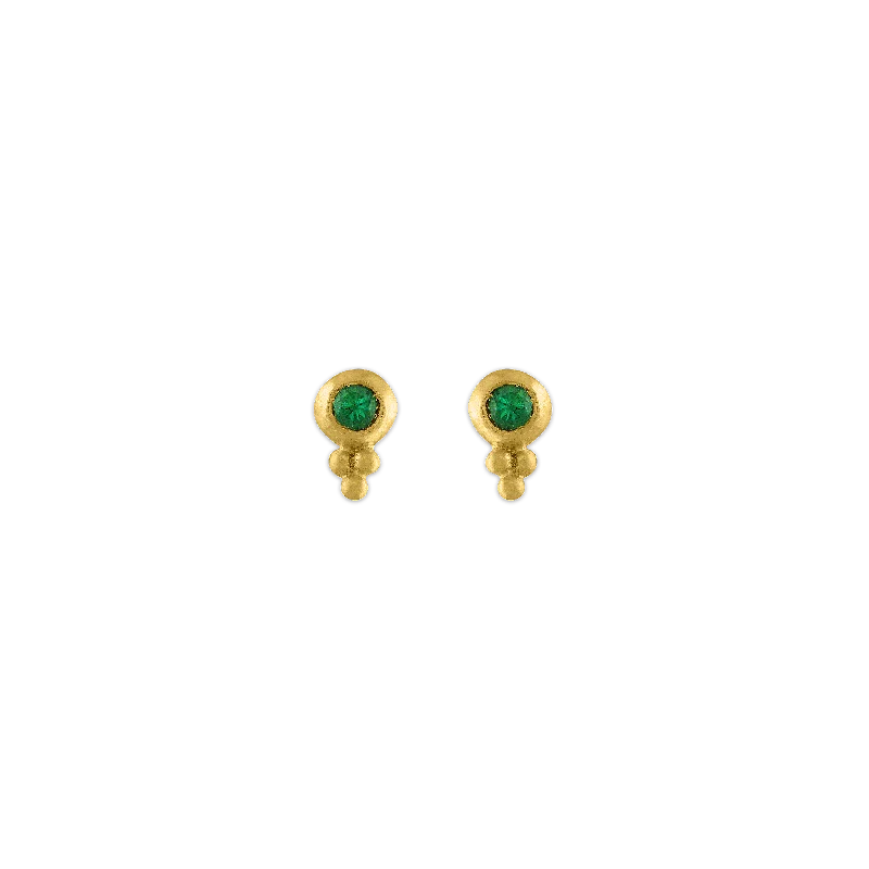 Small Emerald Lentil-Shaped Bulla Earrings