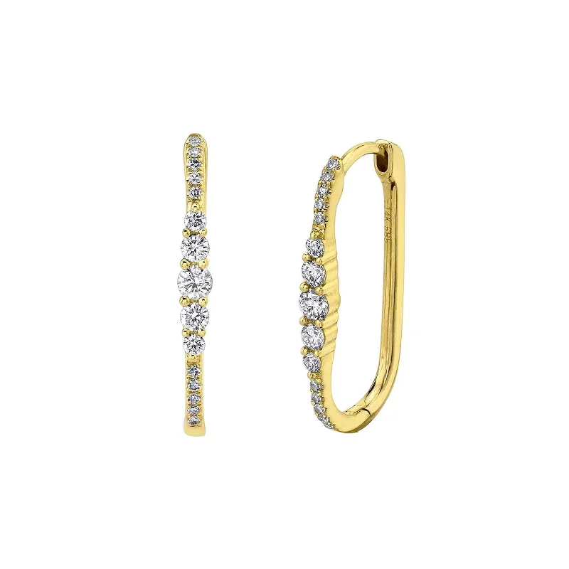 Diamond Oval Hoop Earrings