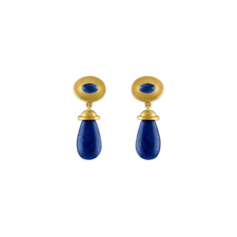 Blue Sapphire and Lapis Alabastra Earrings