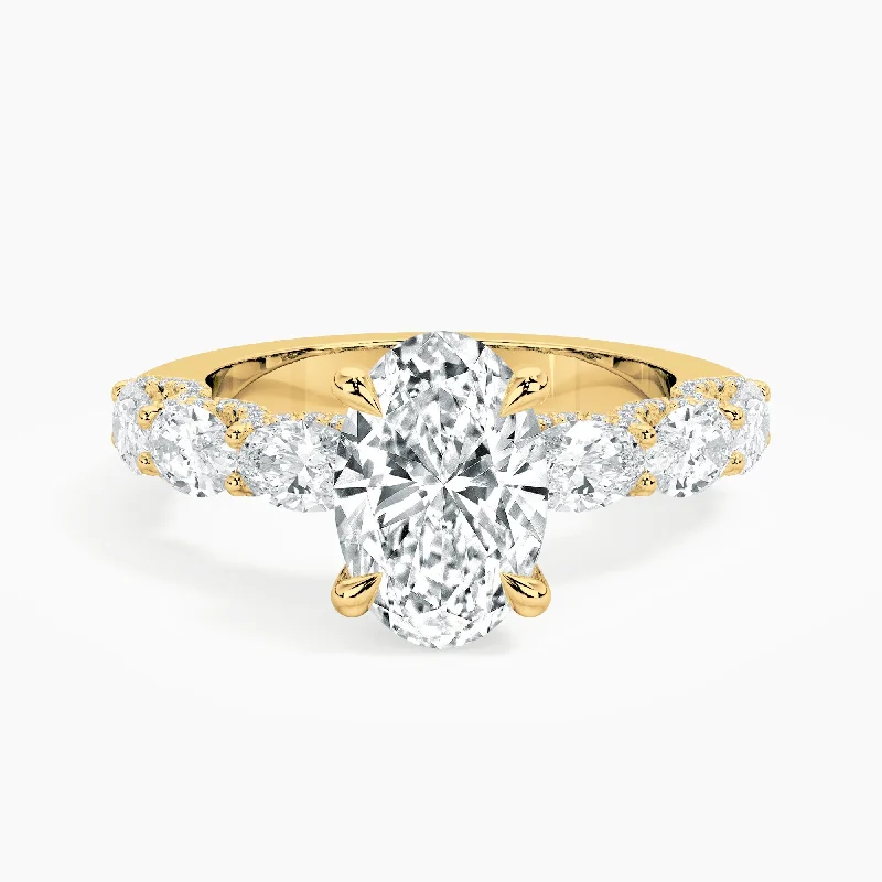 Auriya 14kt Yellow Gold Lab Grown Oval Diamond Engagement Ring with East-West Oval Crescent (F-G, VS)