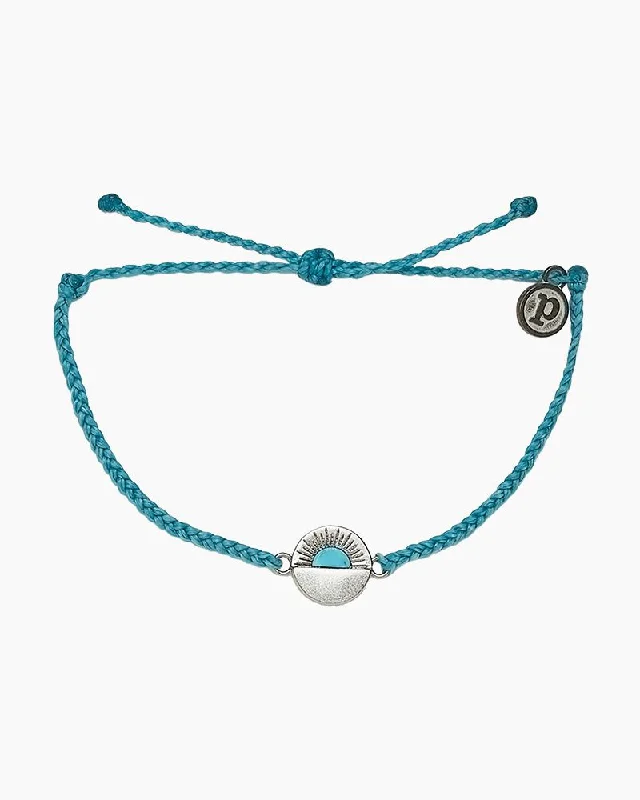 Pura Vida Silver Gemstone Sunset Charm Bracelet in Pacific Blue