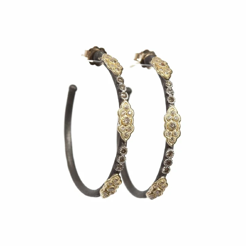 Old World Hoop Earrings with Champagne Diamonds