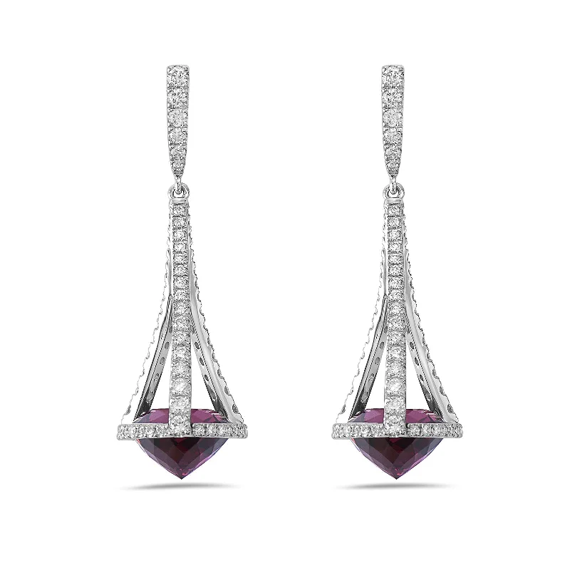 Garnet & Diamond Pastel Chandelier Drop Earrings