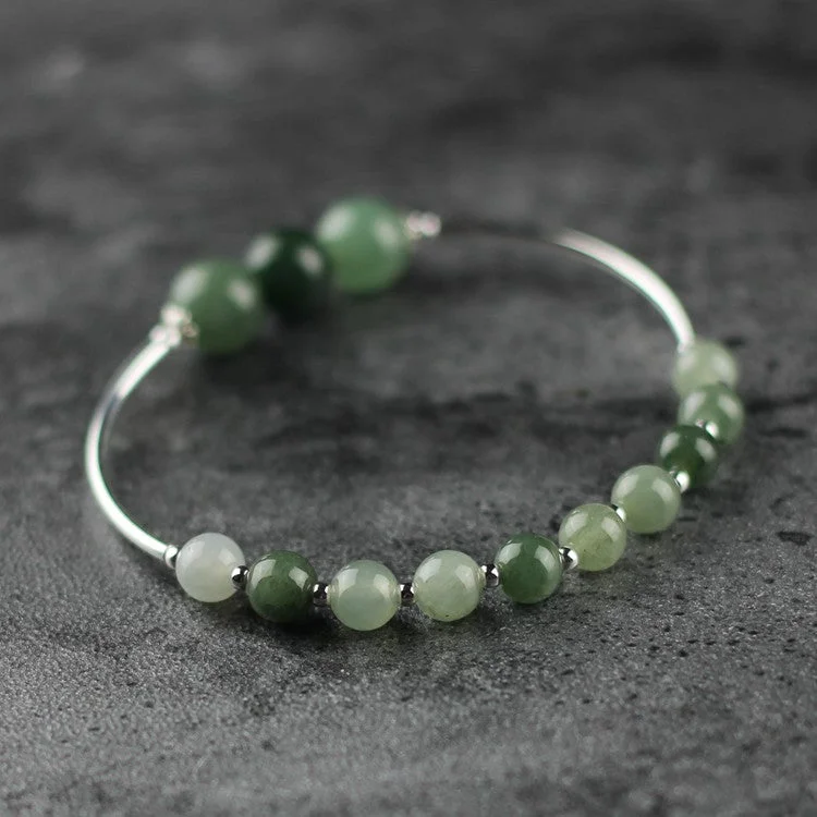 Green Jade Beaded Bracelet Handmade Gemstone Jewelry Accessories Gifts For Women