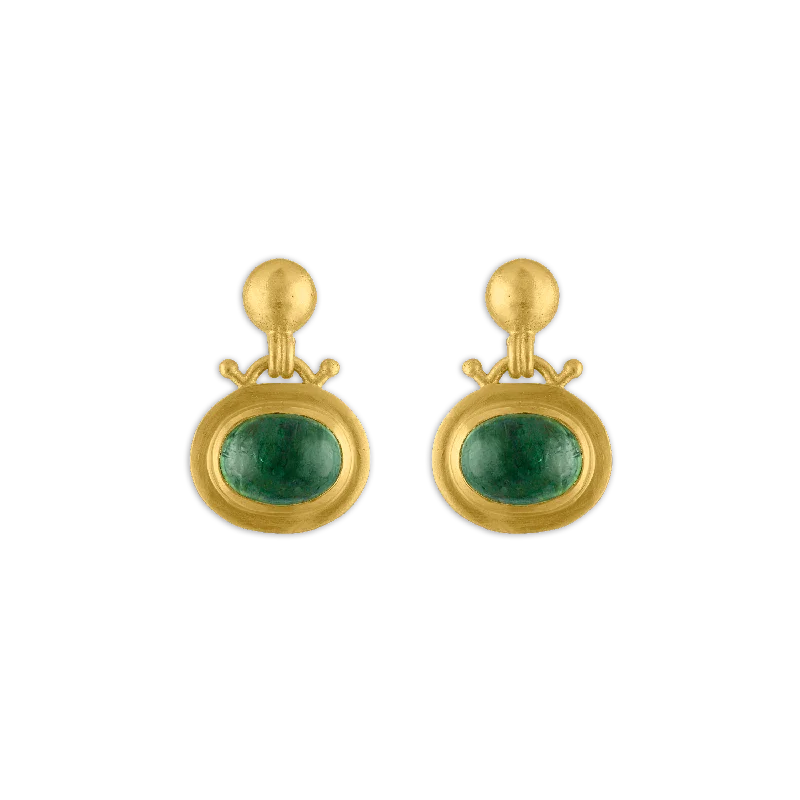 Large Green Tourmaline Bell Earrings