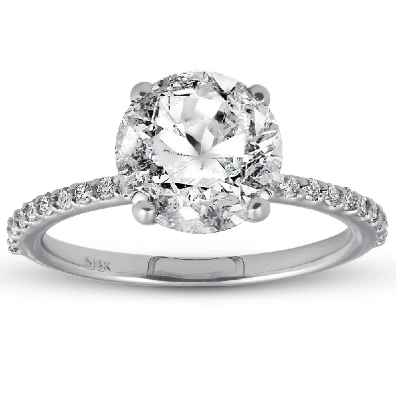 Pompeii3 14k White Gold 3 1/4 ct TDW Round Diamond Engagement Ring Clarity Enhanced