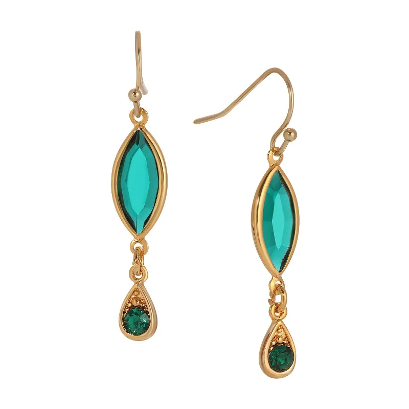 1928 Jewelry Emerald Garden Stone Dangling Earrings