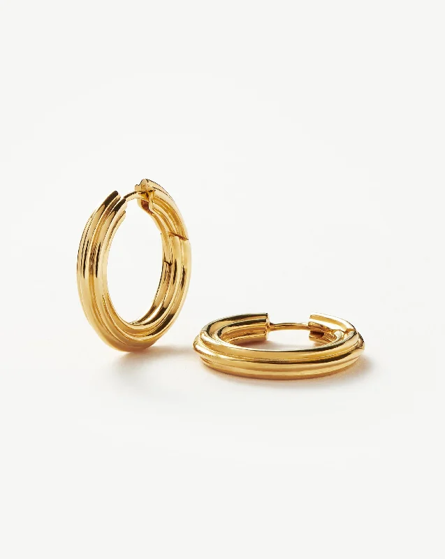 Ridge Small Hoop Earrings | 18ct Gold Plated