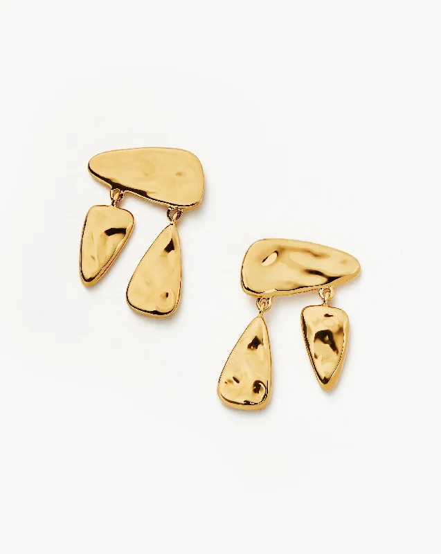 Molten Floating Charm Stud Earrings | 18ct Gold Plated