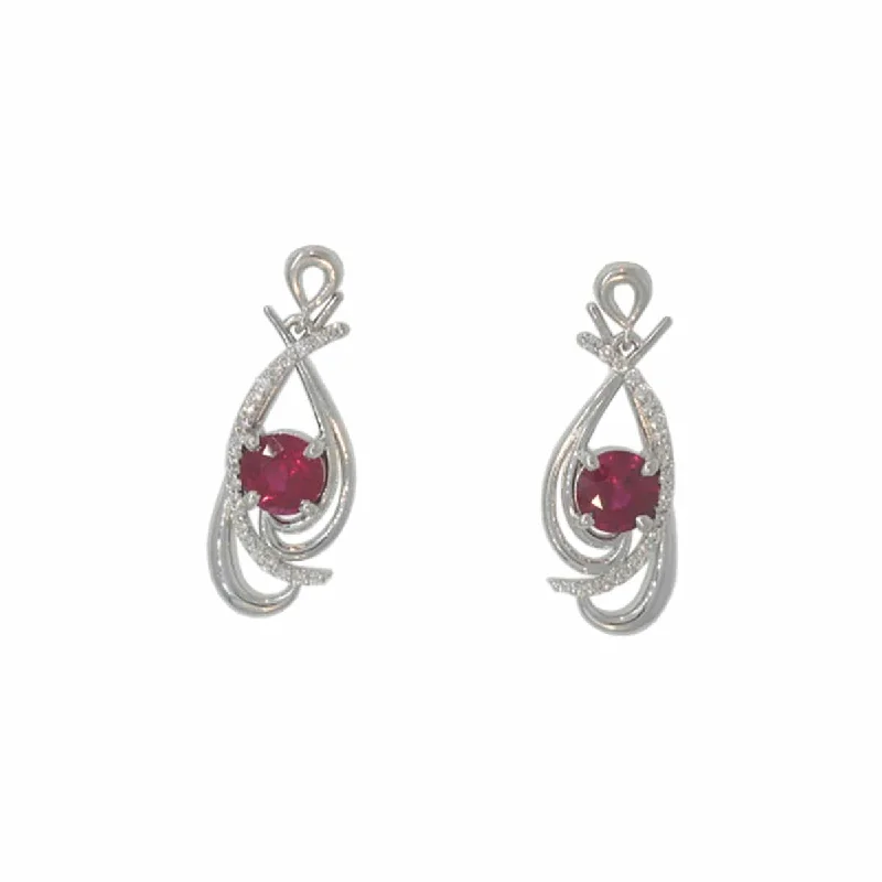 Ruby and Diamond Dangle Earrings