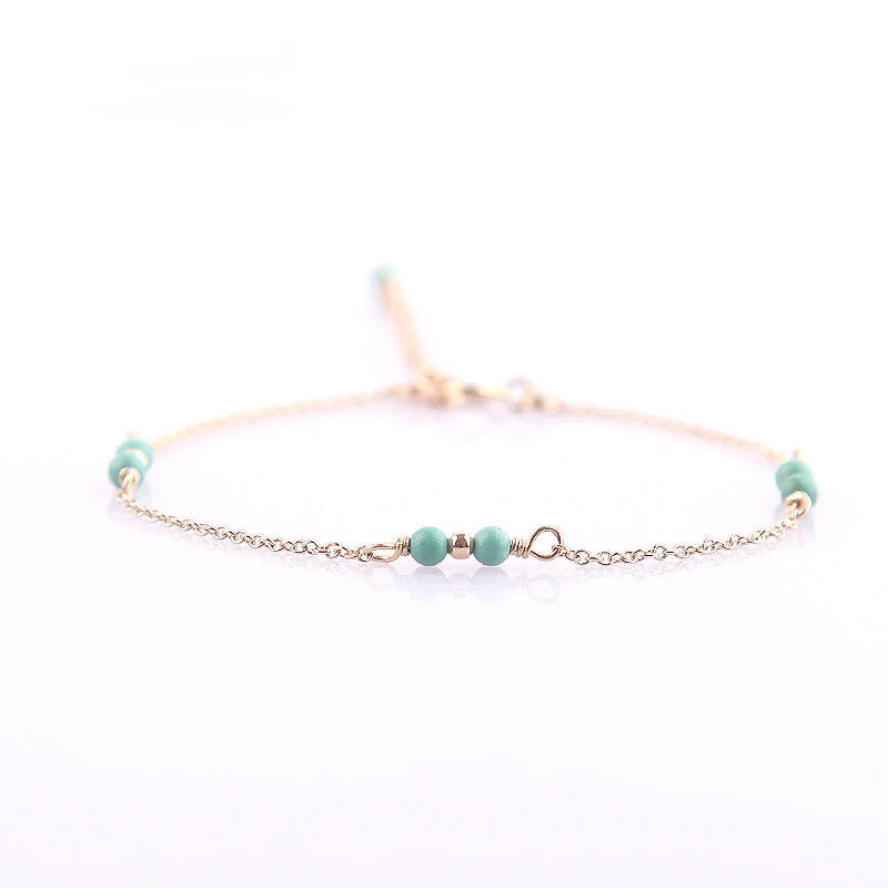 14K Turquoise Beads Bracelets December Birthstone Womens Gemstone Jewelry Accessories for Women