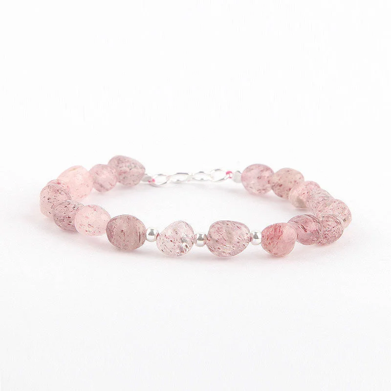 Strawberry Quartz Beaded Bracelets Handmade Crystal Jewelry Accessories Gift for Women