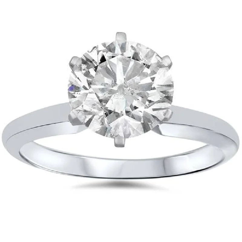 Pompeii3 14k White Gold 1 3/4 Ct TDW Solitaire Round Diamond Engagement Ring Clarity Enhanced