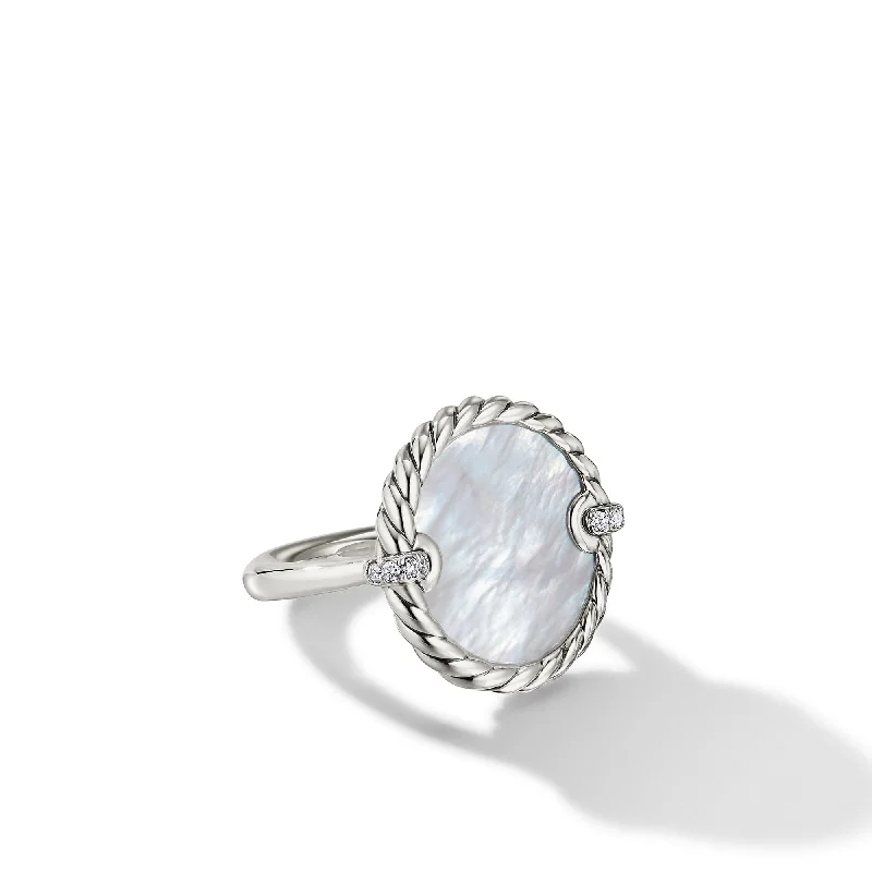 DY Elements Ring in Sterling Silver with Mother of Pearl and Pave Diamonds