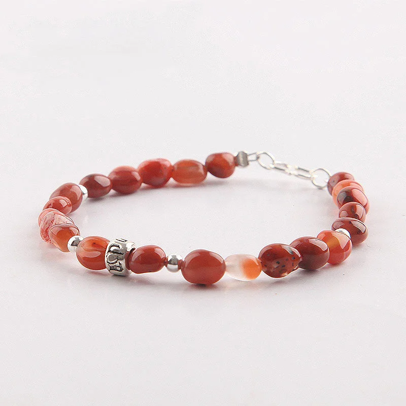 Handmade Red Agate Beaded Bracelets Gemstone Jewelry Accessories for Women