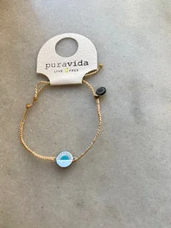 Pura Vida Silver Gemstone Sunset Charm Bracelet in Cream