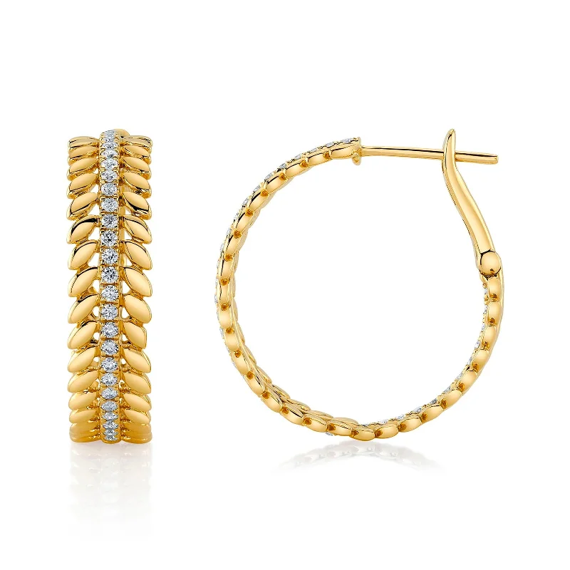 Diamond Laurel Wreath Hoop Earrings