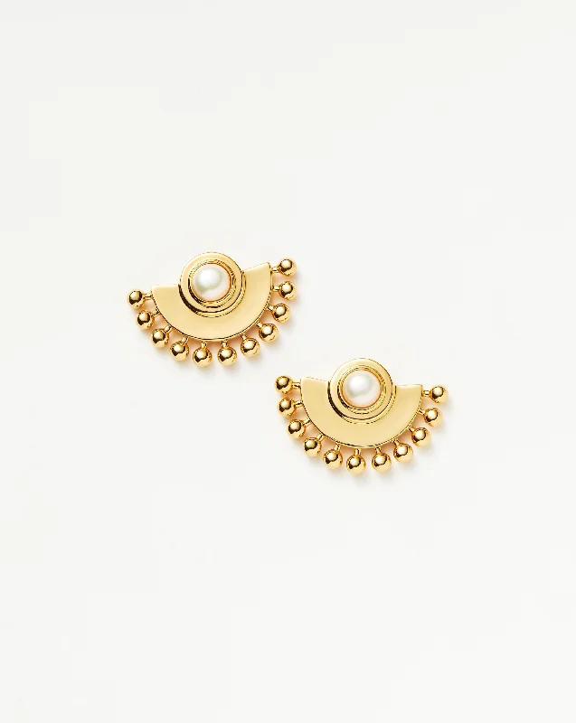 Zenyu Fan Gemstone Stud Earrings