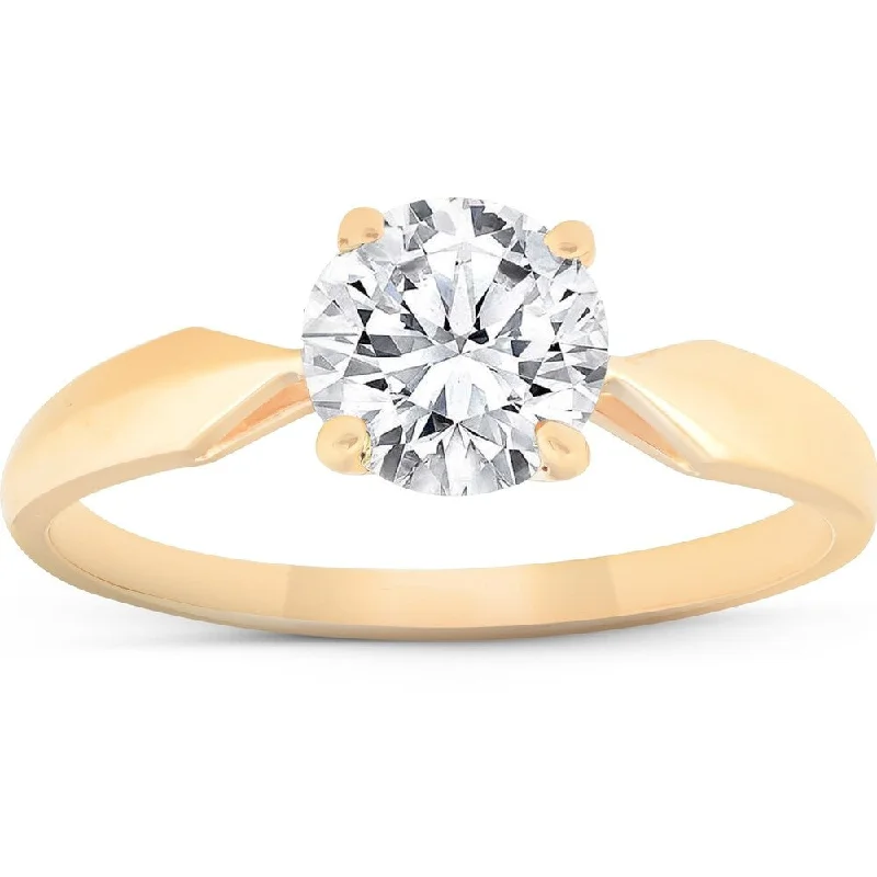 1 3/4 Ct TDW Solitaire Diamond Engagement Ring 14k Yellow Gold Enhanced