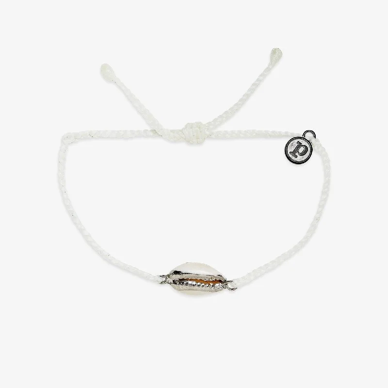 Pura Vida Costa Cowrie Charm Bracelet - Silver - White