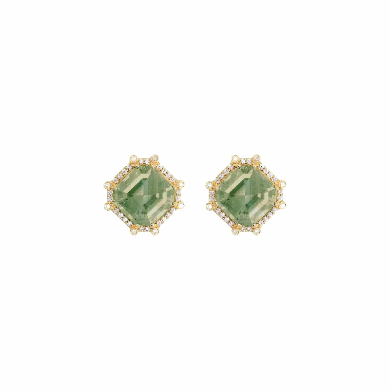 Prasiolite & Diamond Gossip Studs