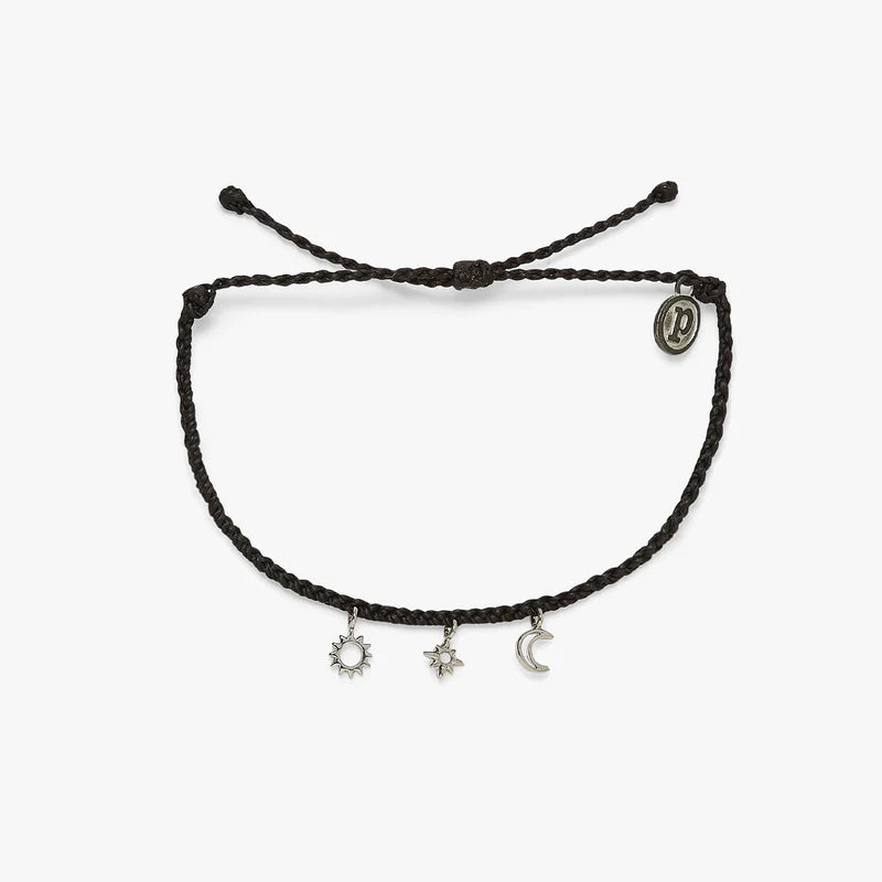 Pura Vida Bracelet - Celestial Charm Silver in Black