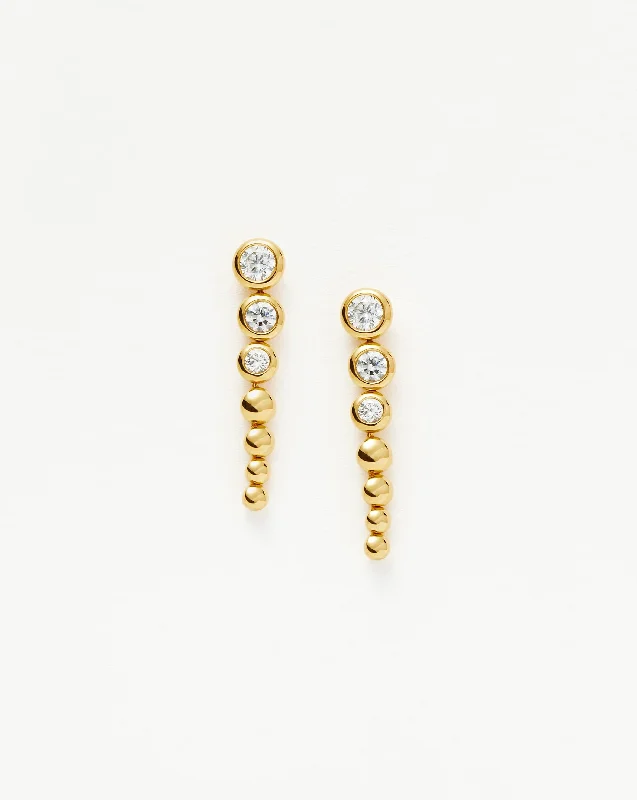 Tennis Beaded Stone Drop Earrings | 18ct Gold Vermeil/Cubic Zirconia