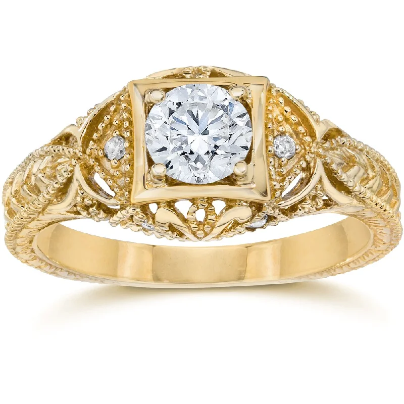 14k Yellow Gold 5/8 ct TDW Diamond Vintage Engagement Ring