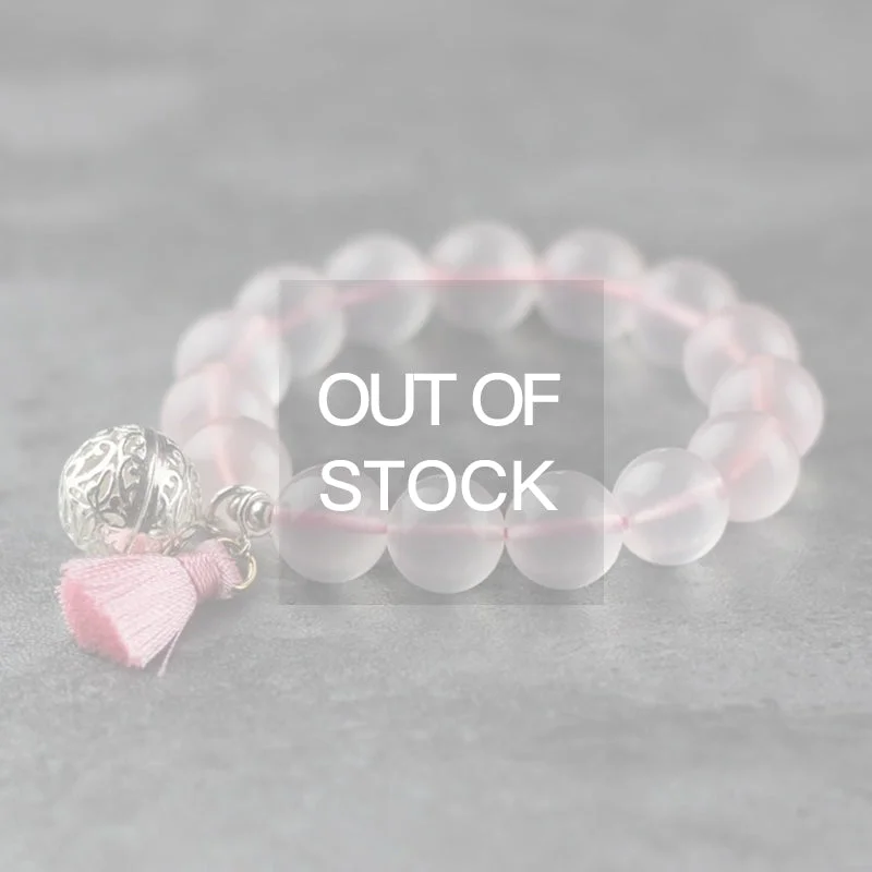 Sterling Silver Rose Quartz Crystal Beaded Bracelet Handmade Jewelry Women