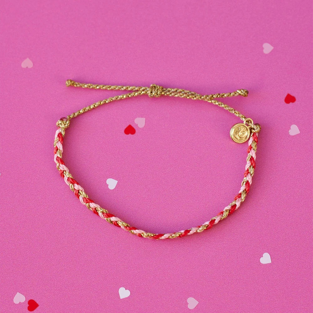 Pura Vida Red Cross XOXO Mixed Mini Braided Bracelet