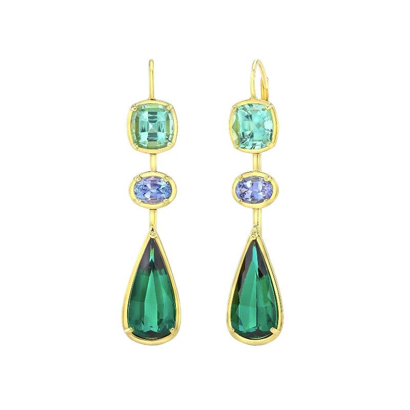 Tourmaline & Tanzanite Drop Earrings