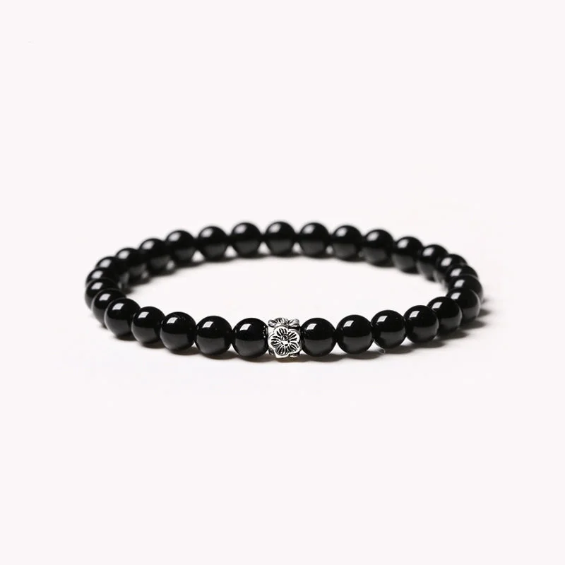 Obsidian Onyx Beaded Bracelets Handmade Gemstone Jewelry Accessories for Women Men