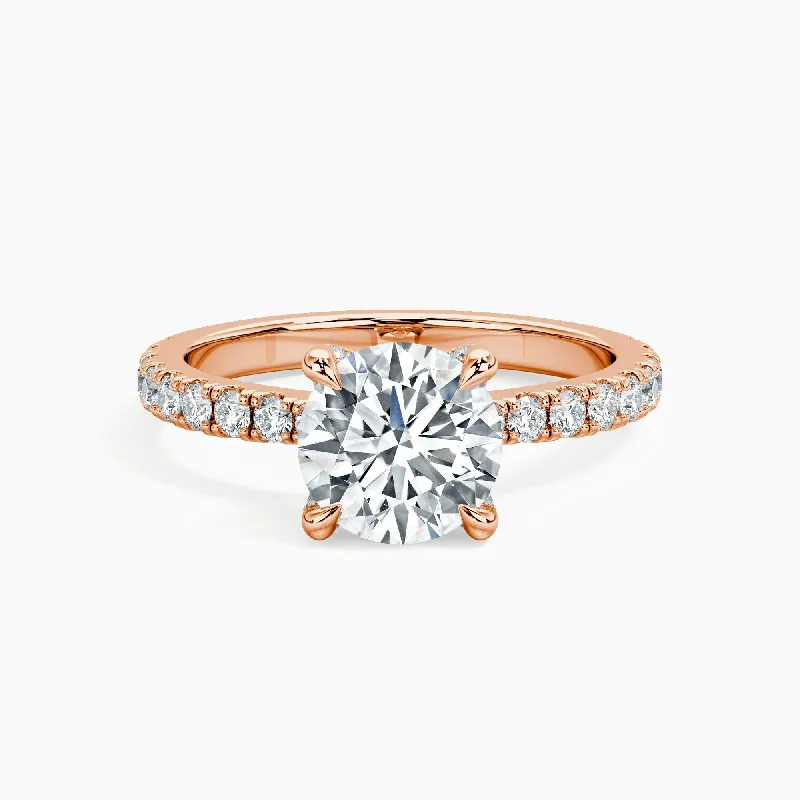 Auriya 14kt Rose Gold Lab Grown Round Diamond with Accent Engagement Ring (F-G, VS)