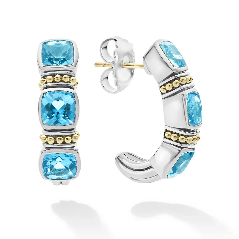 Swiss Blue Topaz Hoop Earrings